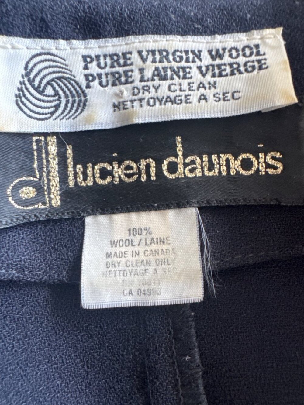 Lucien Daunois Black Double-Breasted Wool Blazer Dress Gold Button Longline XL - Picture 8 of 8
